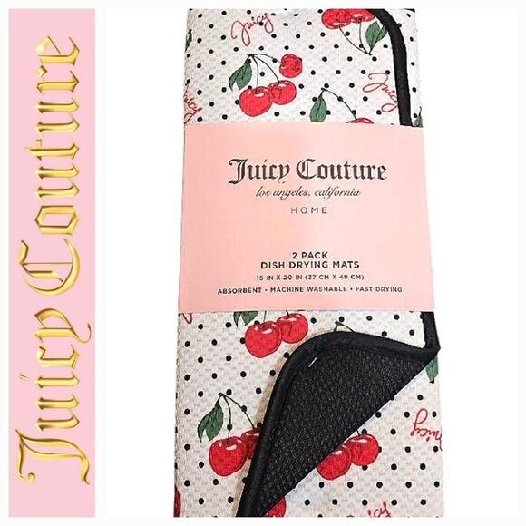 Juicy Couture Home 2-PK Cherry Dish Drying Mats - Picture 1 of 4